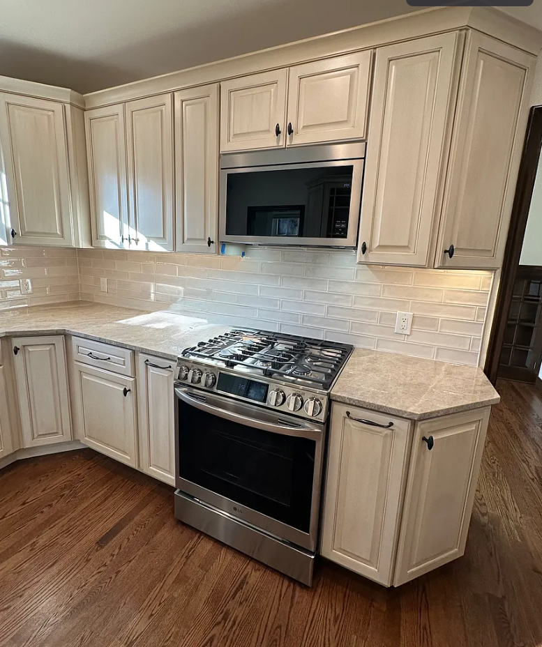 Cream kitchen with gas range