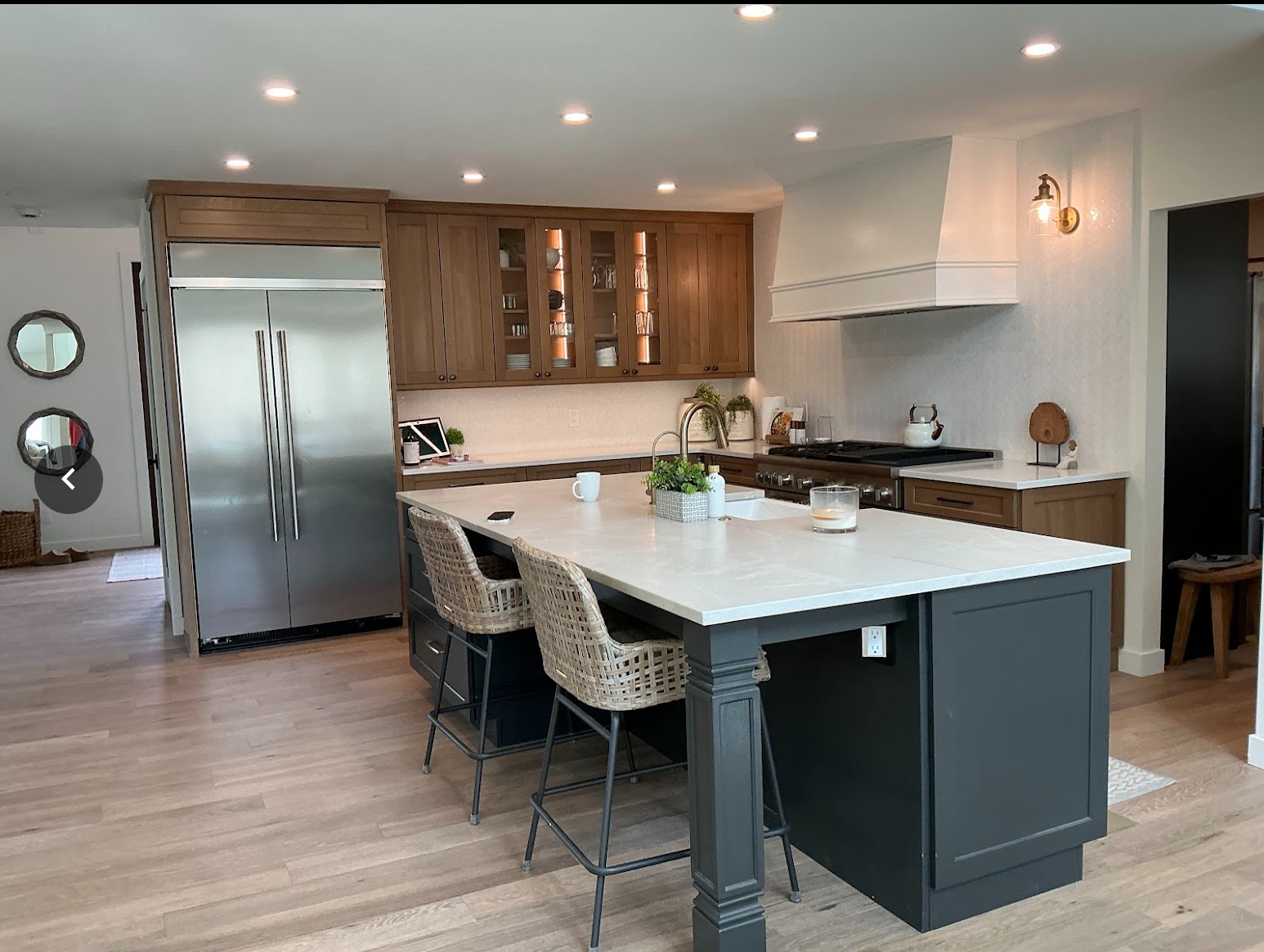 Modern kitchen with navy island